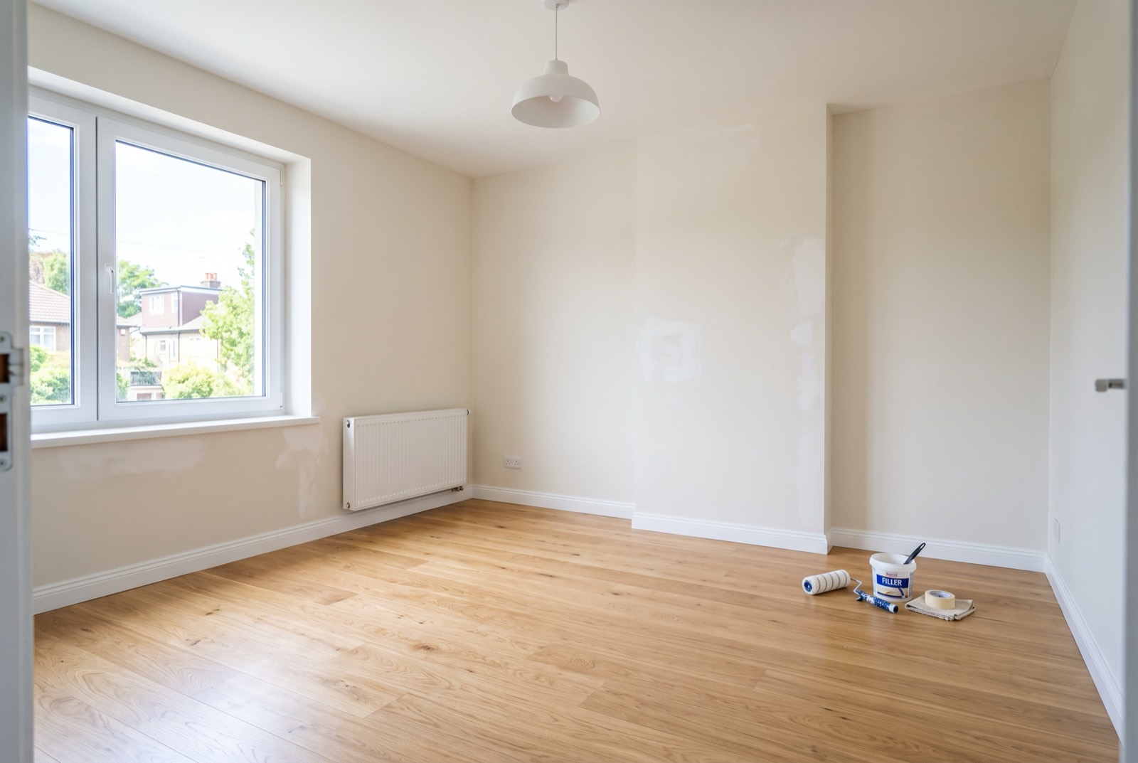 Freshly repainted and cleaned Singapore home living room ready for end-of-tenancy handover