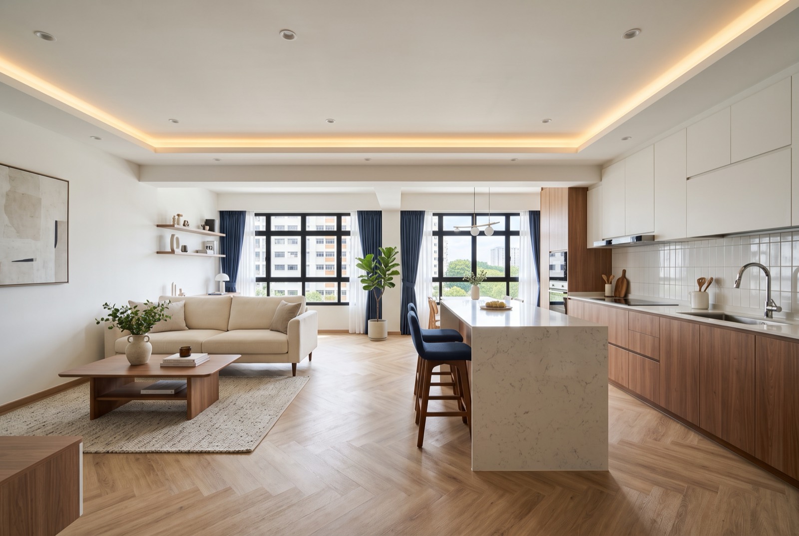 HDB flooring installation during a full renovation