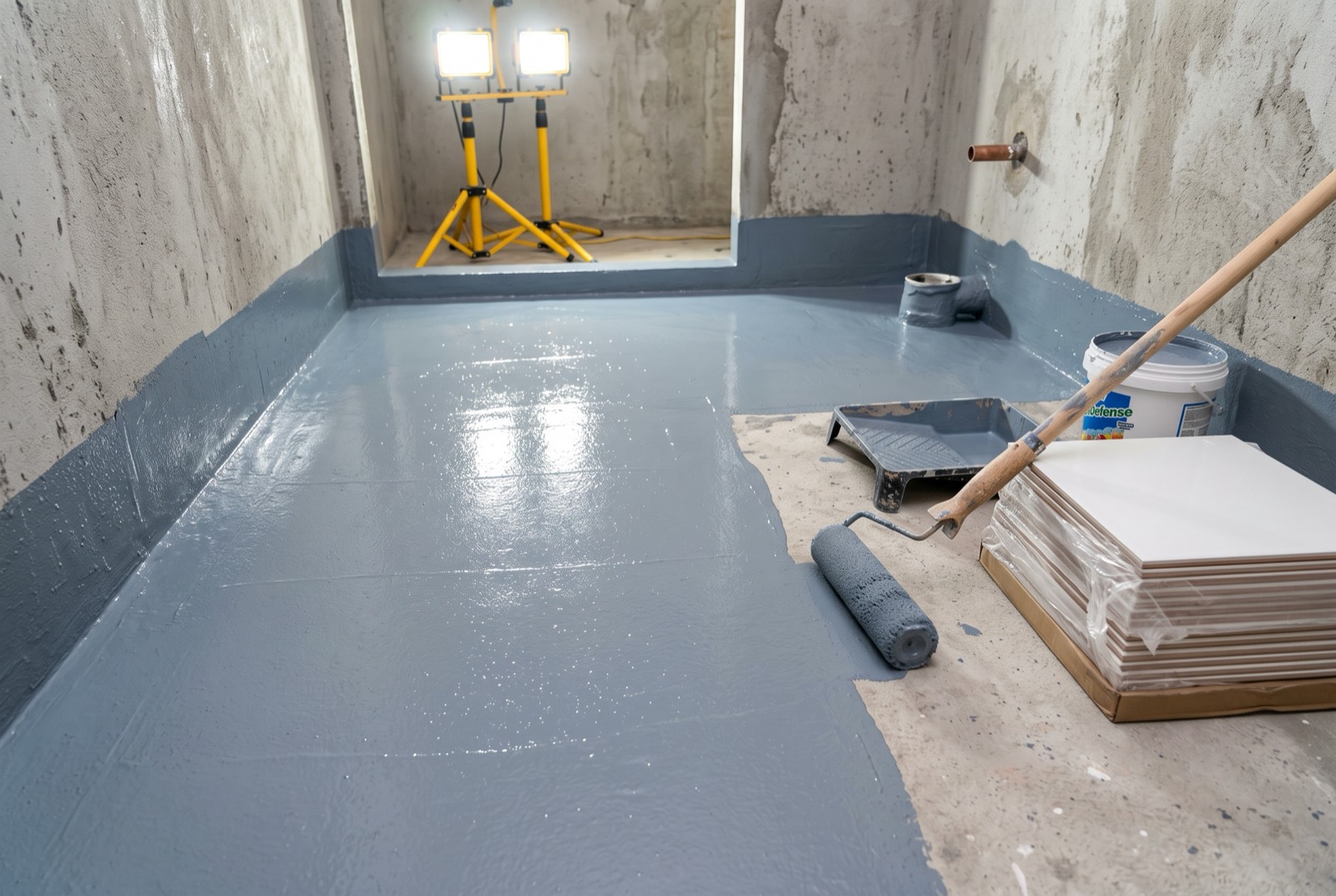 A freshly tiled HDB bathroom in Singapore after waterproofing and re-tiling works